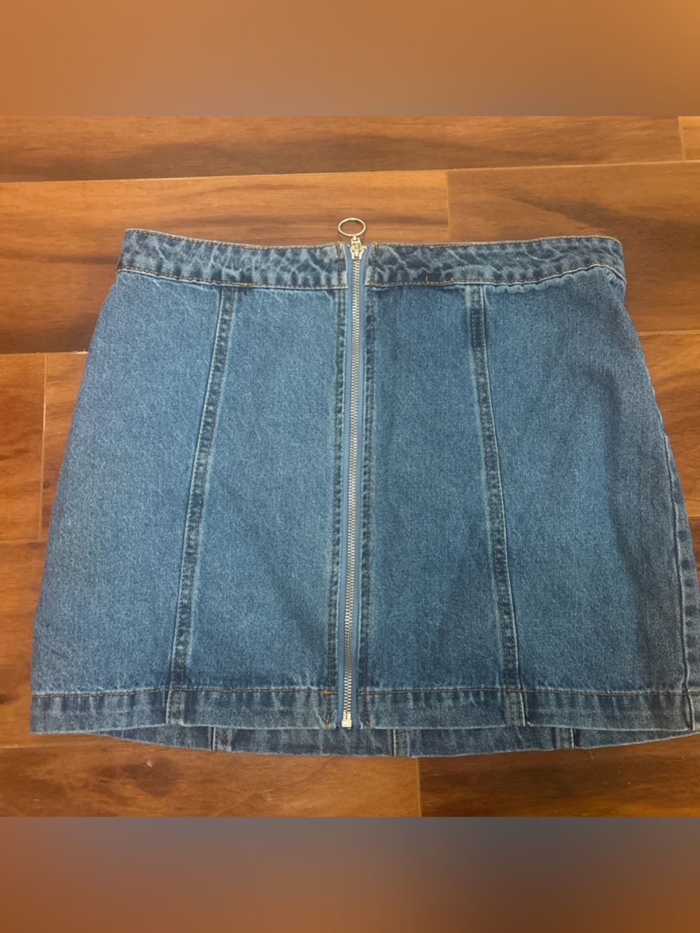 Forever 21 Light Blue Denim Skirt with Front Zipper